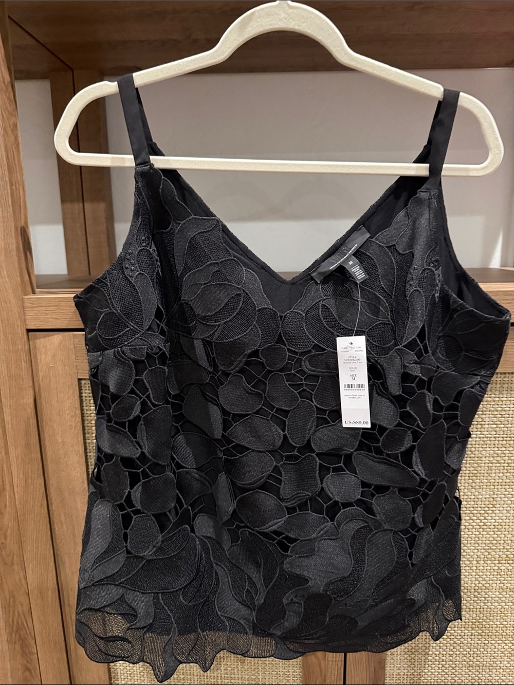 White House Black Market Black Floral Lace Camisole